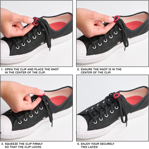 Red Knot Bow Clip Shoelace Accessory The Original Stretchlace