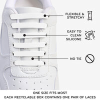 White Stretchy Tieless Silicone Elastic Shoelaces | 20 Straps The Original Stretchlace
