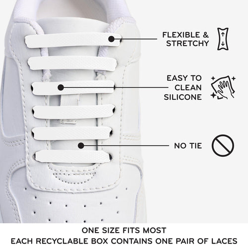 White Stretchy Tieless Silicone Elastic Shoelaces | 20 Straps The Original Stretchlace
