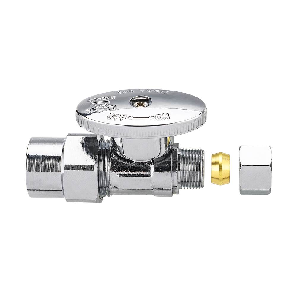 10 Pcs 1/2" CPVC x 3/8" OD Compr. Straight Stop Valve, 1/4 Turn (Lead Free)
