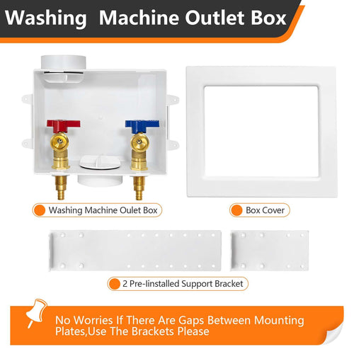 1/2" PEX Crimp (F1807) Inlet, Washing Machine Outlet Box, with Center Drain Plumbingsell