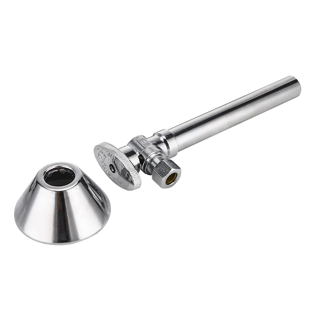 10 Pcs 1/2" Sweat x 3/8" OD Compr. Angle Stop Valve, w/5" Angle Extension, 1/4-Turn (Lead Free)