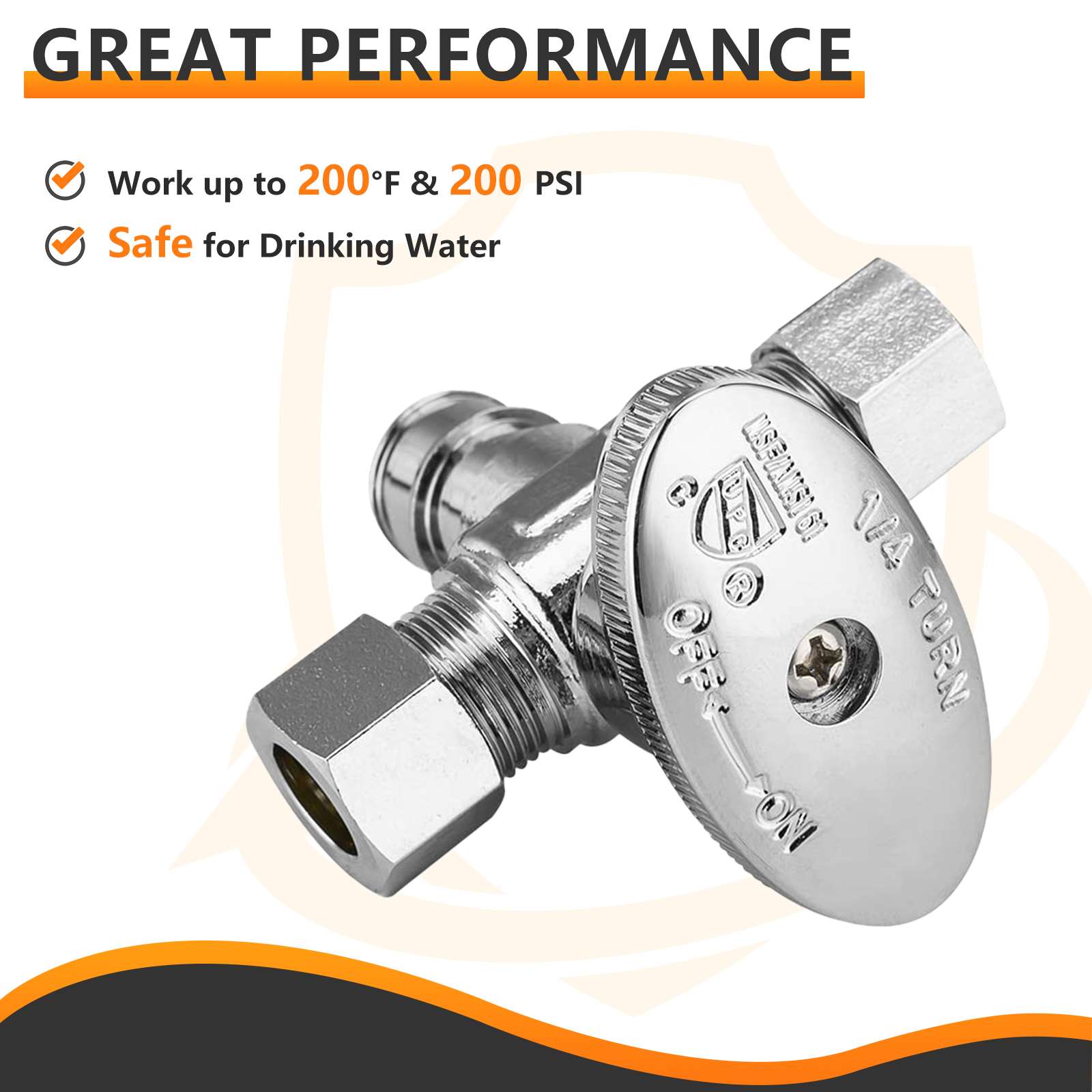 10 Pcs 1/2" PEX Expansion x 3/8" OD Compr. x 3/8" OD Compr. Dual Outlet Angle Stop Valve, 1/4 Turn (Lead Free) Plumbingsell