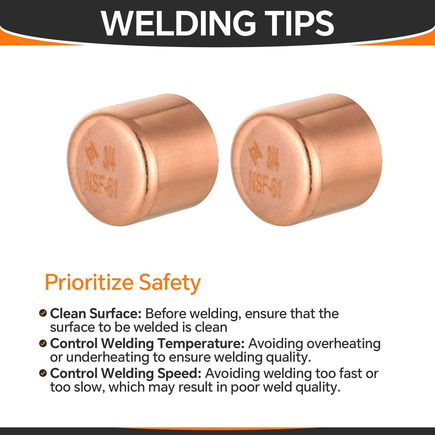 Pro 50 Pack 1/2" Solder Copper Pipe End Cap (Plug)