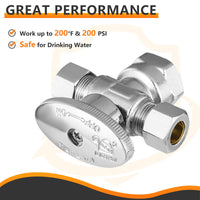 10 Pcs 1/2" FIP x 3/8" OD Compr. x 3/8" OD Compr. Dual Angle Stop Valve, 1/4 Turn (Lead Free) Plumbingsell