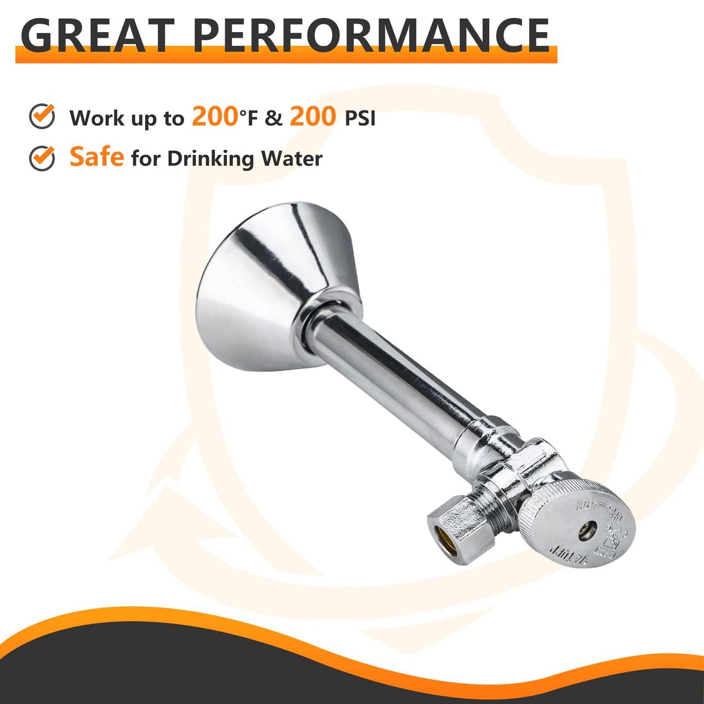 10 Pcs 1/2" Sweat x 3/8" OD Compr. Angle Stop Valve, w/5" Angle Extension, 1/4-Turn (Lead Free)