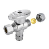 1/2" PEX Expansion x 3/8" OD Compr. x 3/8" OD Compr. Dual Outlet Angle Stop Valve, 1/4 Turn (Lead Free) Plumbingsell