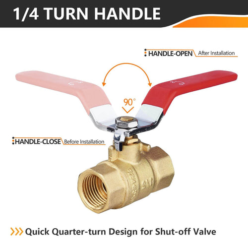 10 Pcs 1/2" FNPT Ball Valve, Red (Lead Free)