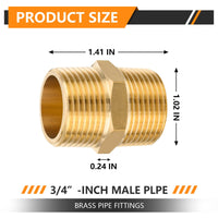 3/4" Male NPT Brass Hex Connector