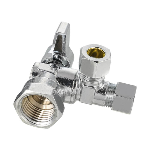 10 Pcs 1/2" NOM (5/8" OD) Inlet x 3/8" OD Outlet x 3/8" OD Outlet Split Angle Stop Valve, 1/4 Turn (Lead Free) Plumbingsell