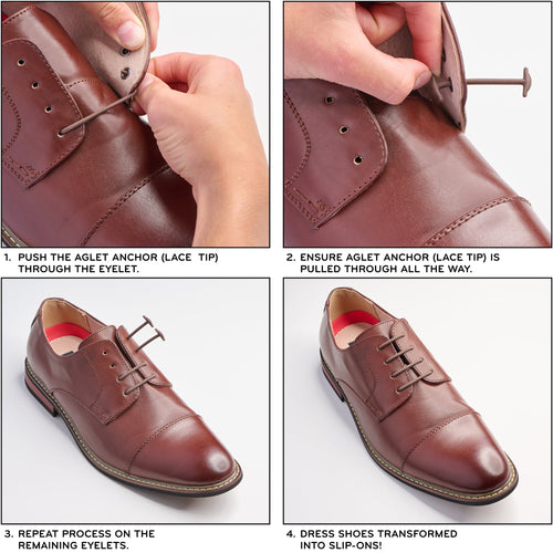 Brown No Tie Elastic Silicone Dress Shoe Laces The Original Stretchlace