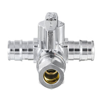 1/2" PEX Expansion x 1/2" PEX Expansion x 3/8" OD Compr. Tee Stop Valve, 1/4 Turn (Lead Free) Plumbingsell