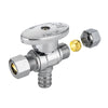 1/2" PEX Crimp x 3/8" OD Compr. x 3/8" OD Compr. Dual Outlet Angle Stop Valve, 1/4 Turn (Lead Free) Plumbingsell