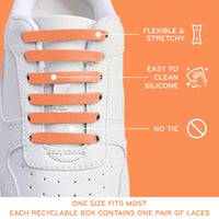 Orange Stretchy Tieless Silicone Elastic Shoelaces | 16 Straps The Original Stretchlace