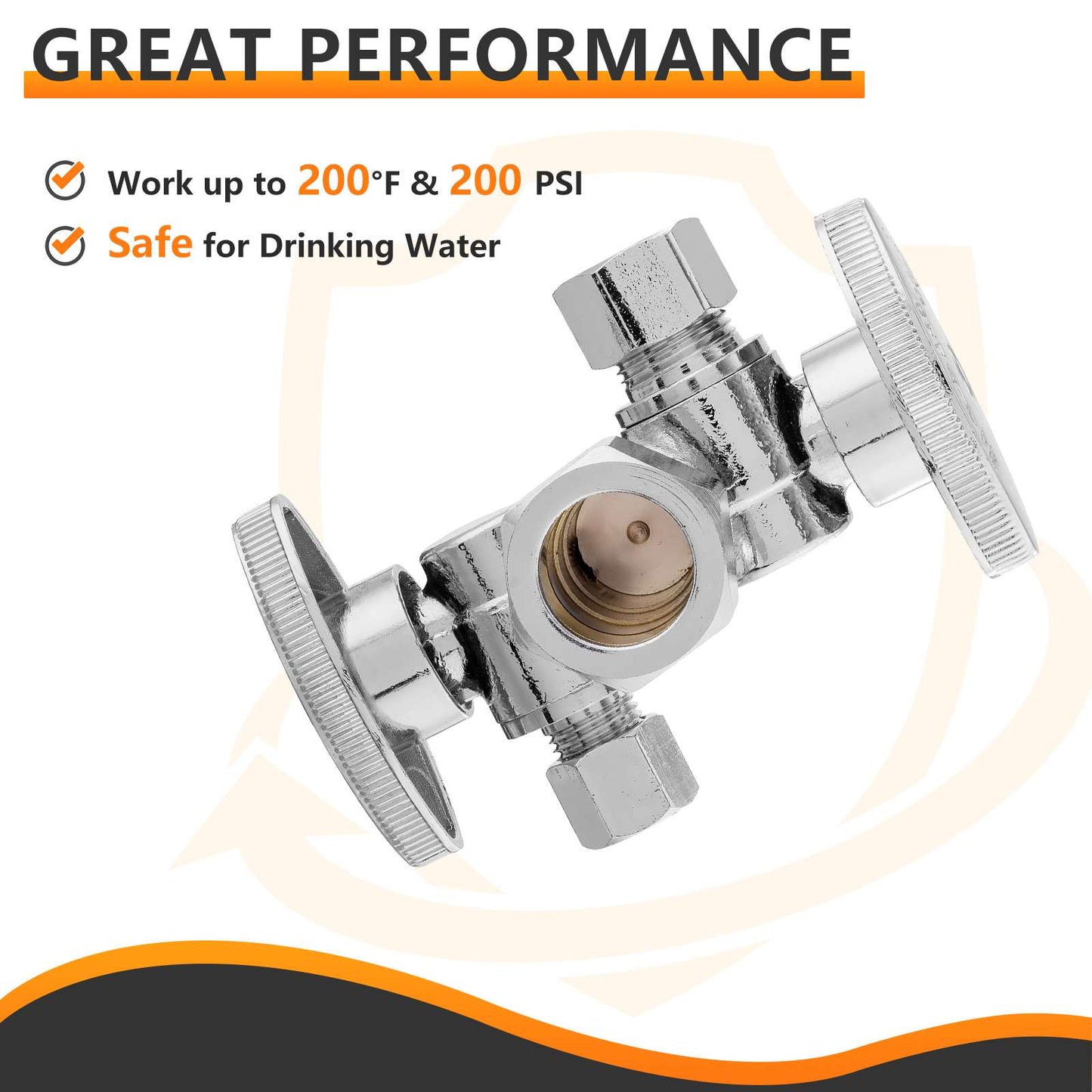5/8" ODx 3/8" OD Compr. x 1/4" OD Compr. Dual Stop Valve, 1/4 Turn (Lead Free)