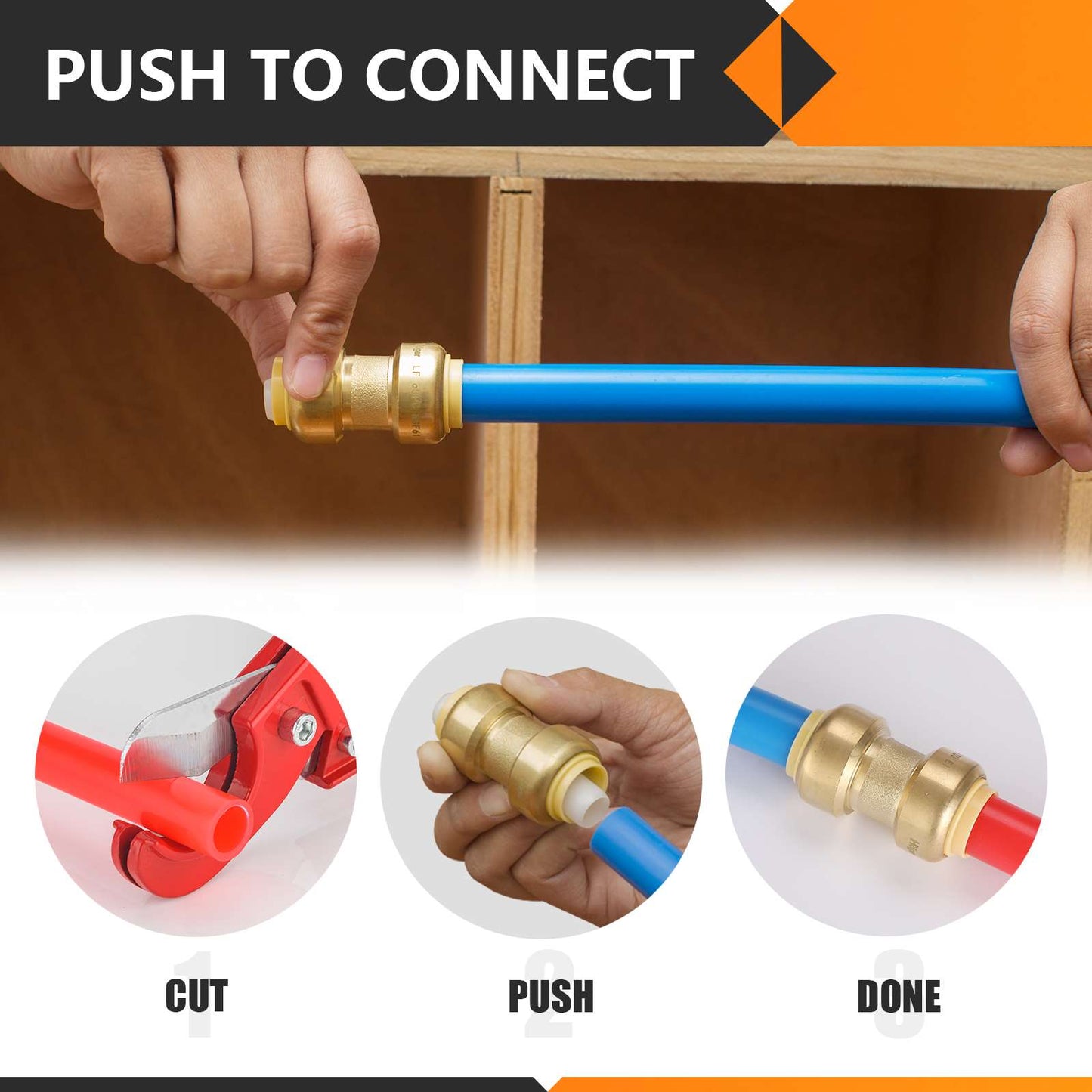 Push Fit 1" x 1" Male Threaded NPT Brass Coupling