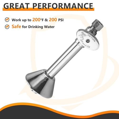 1/2" Sweat x 3/8" OD Compr. Straight Stop Valve, w/5" Straight Extension, 1/4-Turn (Lead Free)