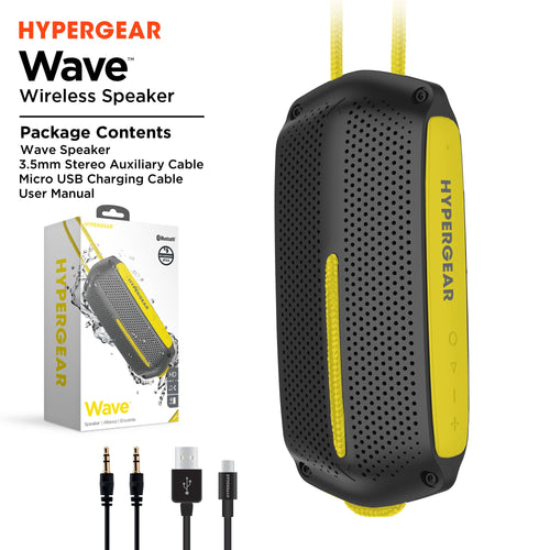 HyperGear Wave Water Resistant Wireless Speaker with Extended Battery Life (WATER-PRNT) Jupiter Gear