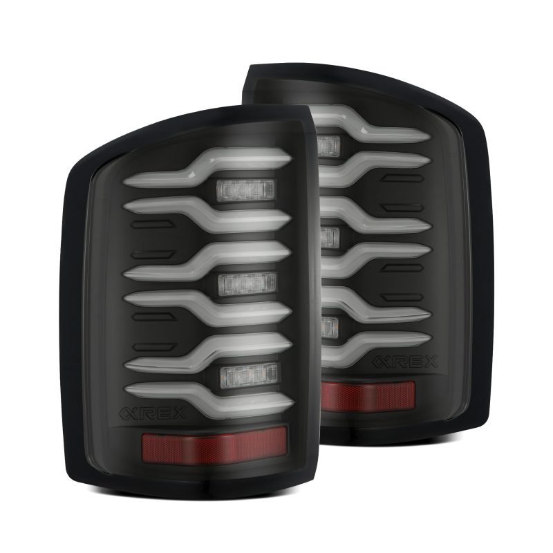 AlphaRex 2014-18 GMC Sierra 1500/2500HD/3500HD LUXX-Series LED Tail Lights Black
