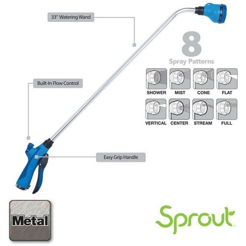 Sprout 8-Pattern 33" Watering Wand in Blue EasyOptionXY LLC