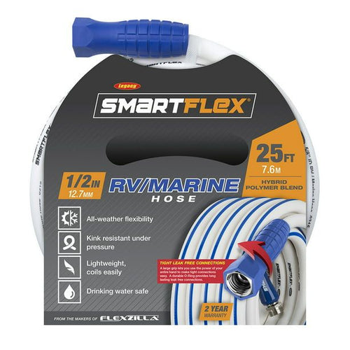 SmartFlex? RV/Marine Hose, 1/2" x 25', 3/4" - 11 1/2 GHT Fittings EasyOptionXY LLC