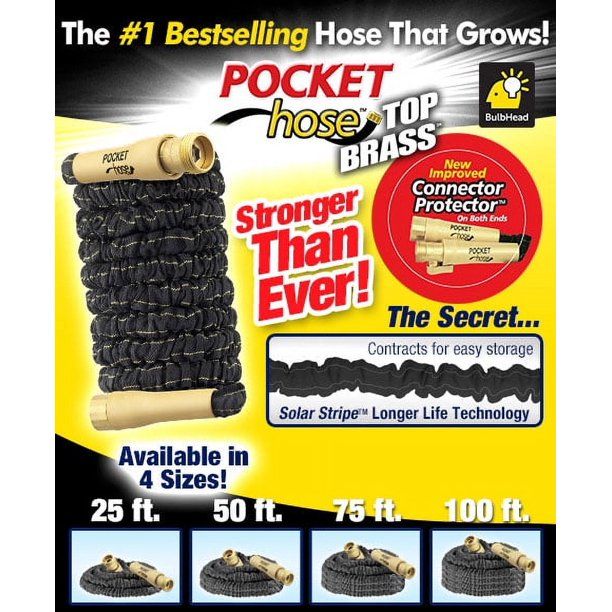 As Seen on TV Pocket Hose Top Brass, 50 feet EasyOptionXY LLC