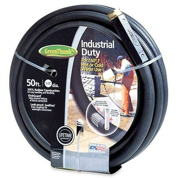 Green Thumb 136911 5/8" x 50' Black Rubber Garden Hose EasyOptionXY LLC
