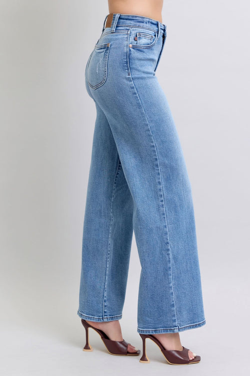 Judy Blue Full Size Wide Leg Jeans with Pockets HTO Apparel