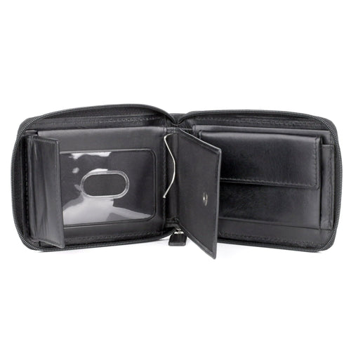 Dopp Men's Regatta Zip-Around Billfold with Zip Bill Compartment Leather, Black EasyOptionXY LLC