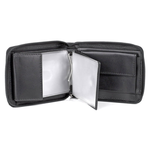 Dopp Men's Regatta Zip-Around Billfold with Zip Bill Compartment Leather, Black EasyOptionXY LLC