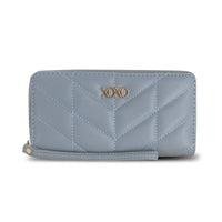 XOXO Women's Powder Blue Vegan Leather Quilted Single Zip Wallet Clutch withWristlet EasyOptionXY LLC
