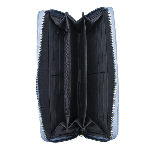 XOXO Women's Powder Blue Vegan Leather Quilted Single Zip Wallet Clutch withWristlet EasyOptionXY LLC