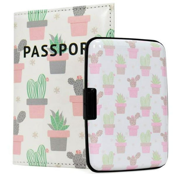 Miami CarryOn RFID Protected Wallet and Passport Cover Set (Cactuses) EasyOptionXY LLC
