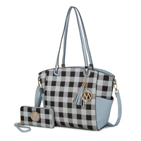 MKF Collection Karlie Tote Handbag with Wallet by Mia K - 2 pieces (Color Light Blue) EasyOptionXY LLC