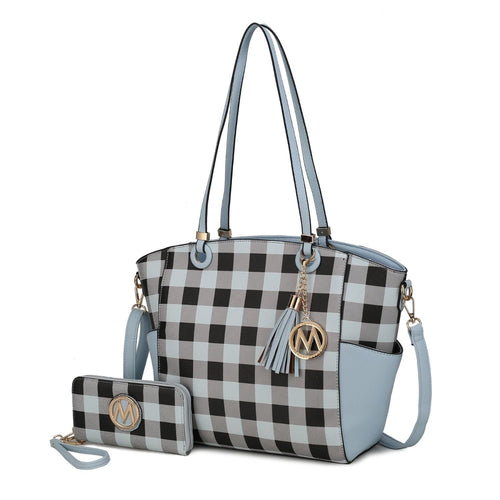 MKF Collection Karlie Tote Handbag with Wallet by Mia K - 2 pieces (Color Light Blue) EasyOptionXY LLC