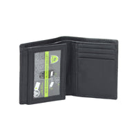 47 Maple Men's Center Stitch Design Genine Black Leather RFID Verticle Bifold Wallet in Tin Box EasyOptionXY LLC