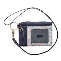 ID Card Holder It is Well With My Soul Gray/Pink Floral Faux Leather Zip ID Case, Keychain Slim Front Pocket Wallet for Women w/Detachable Lanyard Neck Strap EasyOptionXY LLC