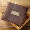 Strong and Courageous Brown Genuine Leather Wallet - Joshua 1:9 EasyOptionXY LLC