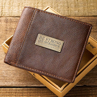 Strong and Courageous Brown Genuine Leather Wallet - Joshua 1:9 EasyOptionXY LLC