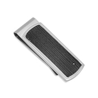 Mens Cubic Zirconia and Stainless Steel Black Ion-Plated Textured Money Clip EasyOptionXY LLC