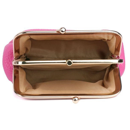 Julia Buxton Women's Pebble Vegan Leather Triple Frame, Fuchsia EasyOptionXY LLC