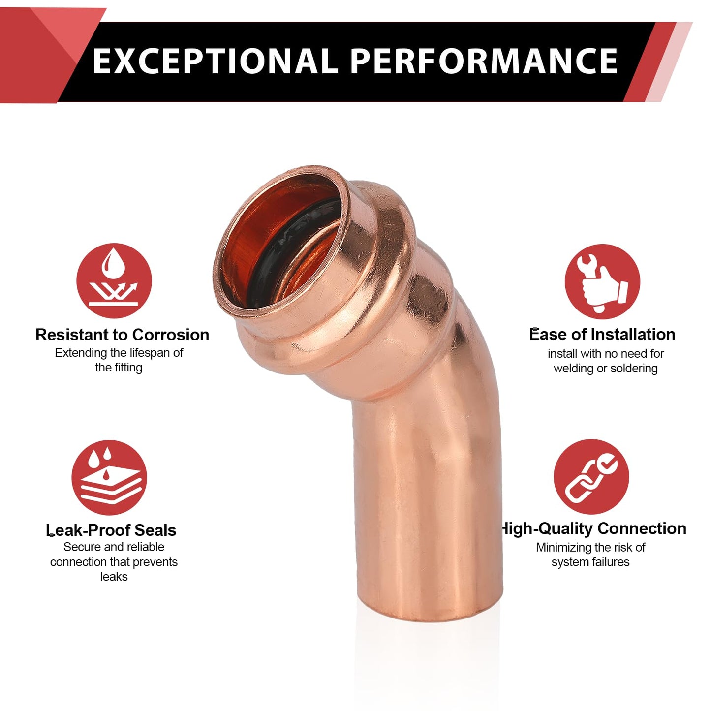 30 Pcs 3/4" 45° Press Copper Street Elbow (Lead Free)