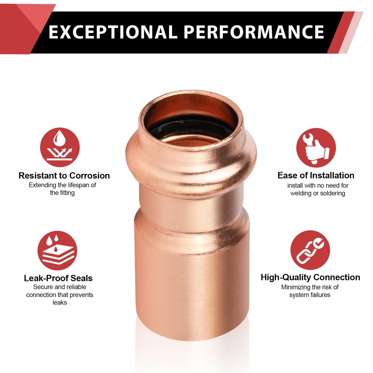 30 Pcs 1" x 3/4" Press Bushing Copper Reducer (Lead Free)