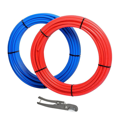 1/2" 200ft, 100ft x 2, PEX-A Pipe, Red & Blue & Cutter Plumbingsell