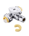 1/2" Push Connect x 1/2" Push Connect x 3/8" OD Compr. Tee Stop Valve, 1/4 Turn (Lead Free)