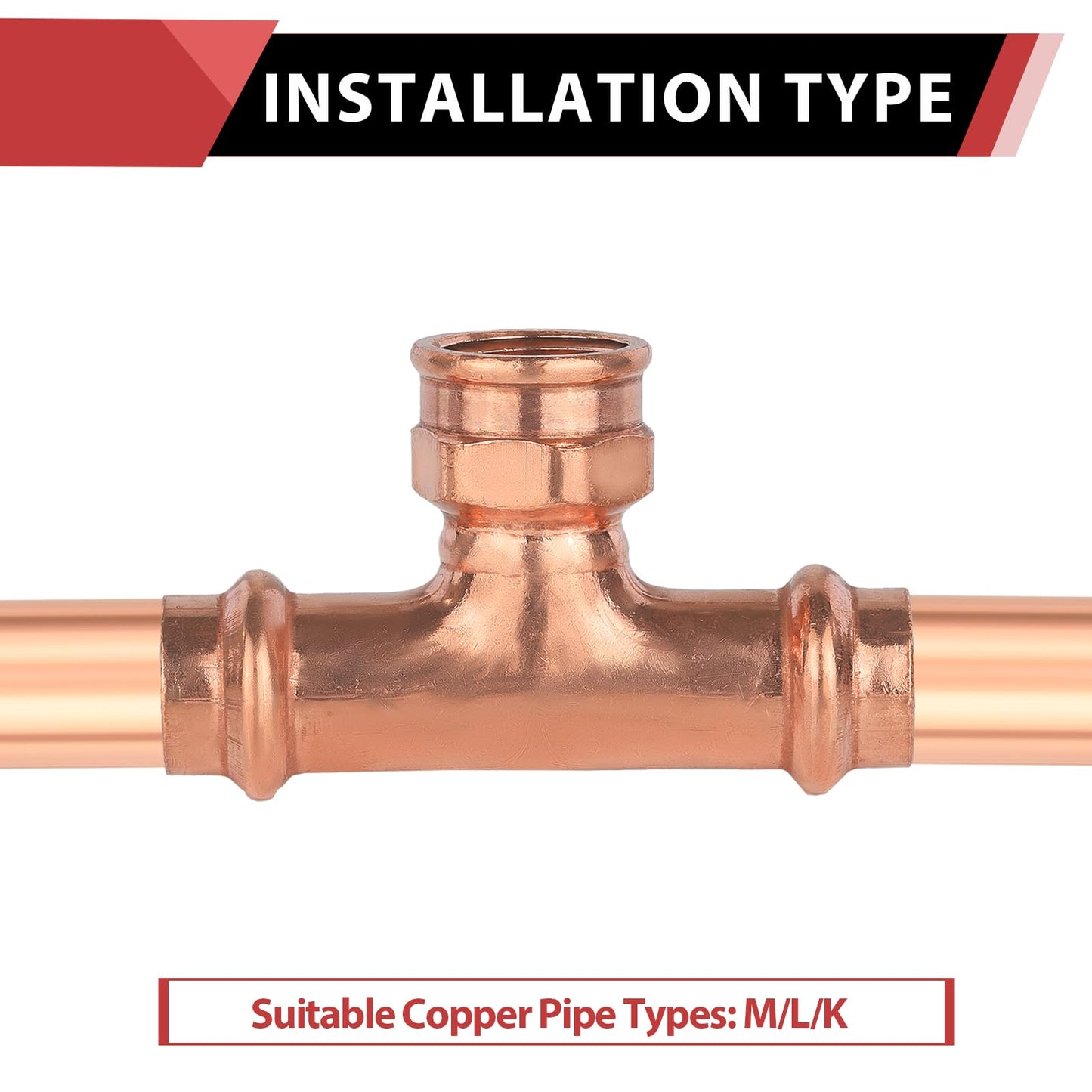 30 Pcs 1" x 1" x 3/4" Press x Press x Female Thread Copper Tee (Lead Free)