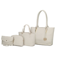 MKF Collection Edelyn Signature M-Embossed 4-Piece Tote Handbag Set - (Color Camel) EasyOptionXY LLC