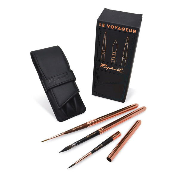Raphael Le Voyageur 3-Brush Travel Set, Black Wallet EasyOptionXY LLC
