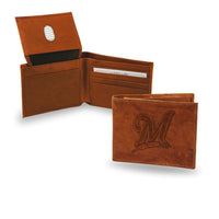 Milwaukee MLB Baseball Brewers Embossed Team Logo Brown Leather Billfold Wallet EasyOptionXY LLC