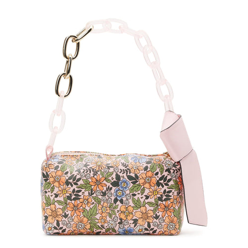 No Boundaries Women's Shoulder Handbag with Chain Strap, Pink Floral EasyOptionXY LLC